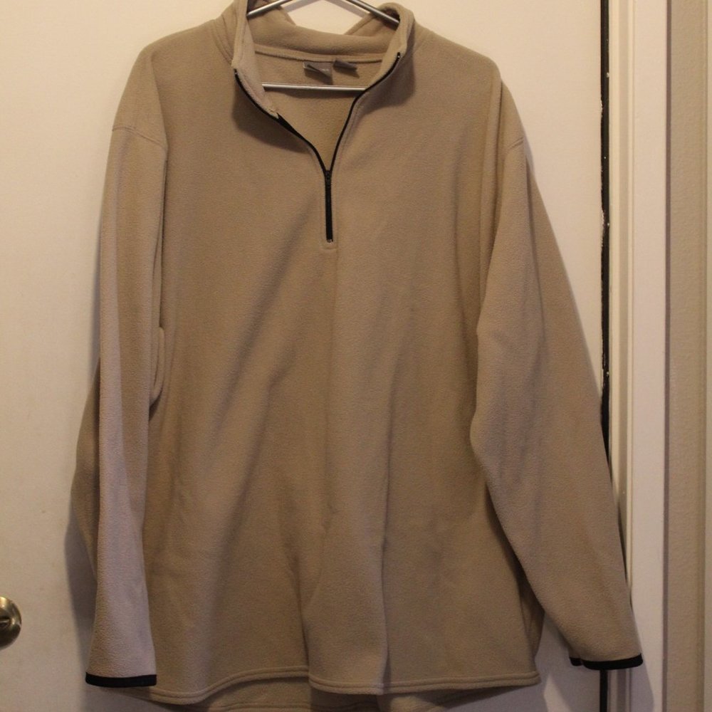 PROSpirit Fleece Sweater Mens XL Pullover 1/4 Zip Sweatshirt Beige (160)